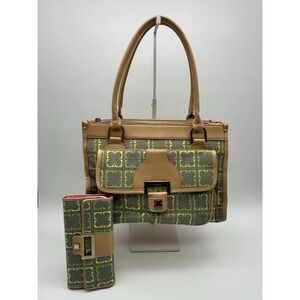 Liz Claiborne Clover Tote‎ And Matching Wallet